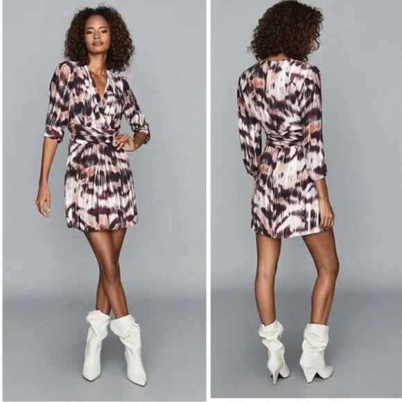 💕REISS💕 Orla Mini Dress ~ Ikat Print US 8 - Picture 1 of 15